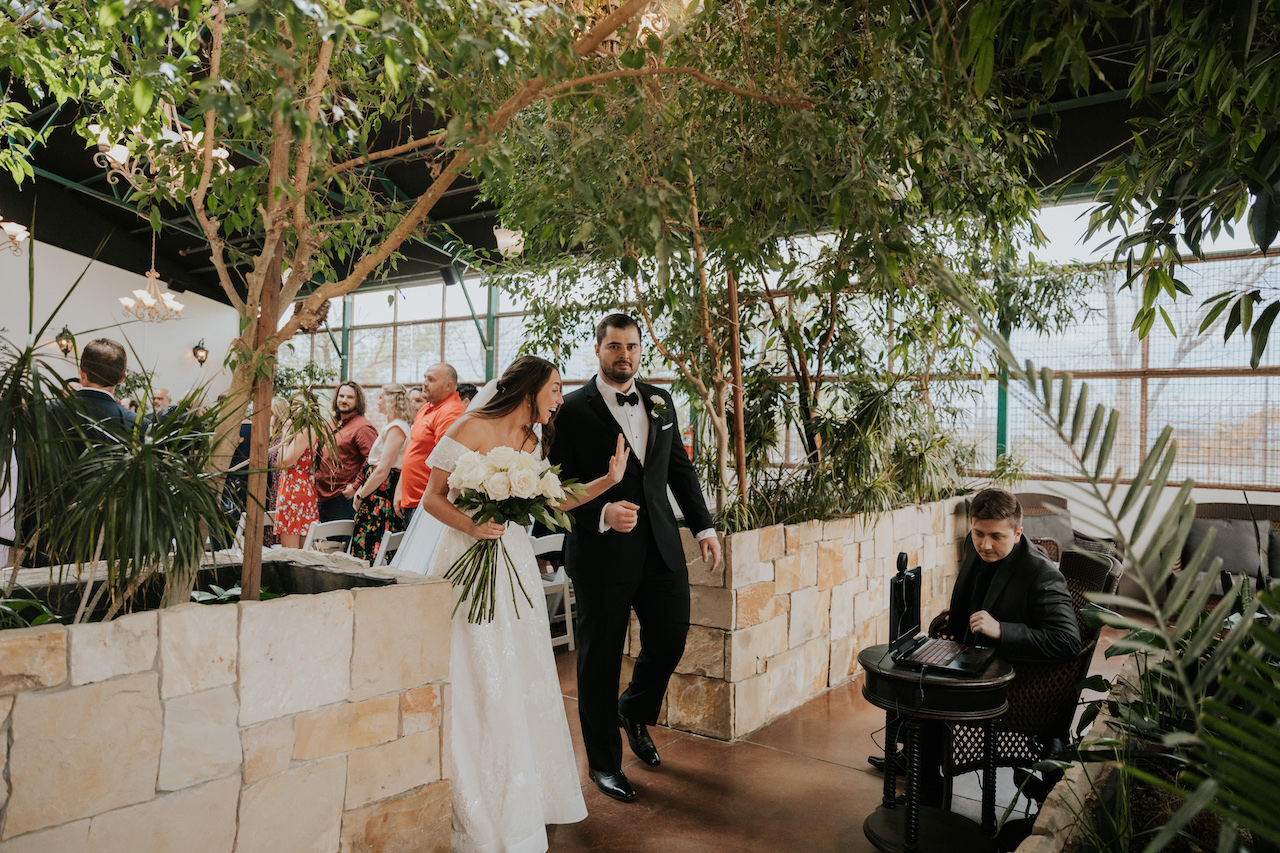 bride and groom leaving ceremony