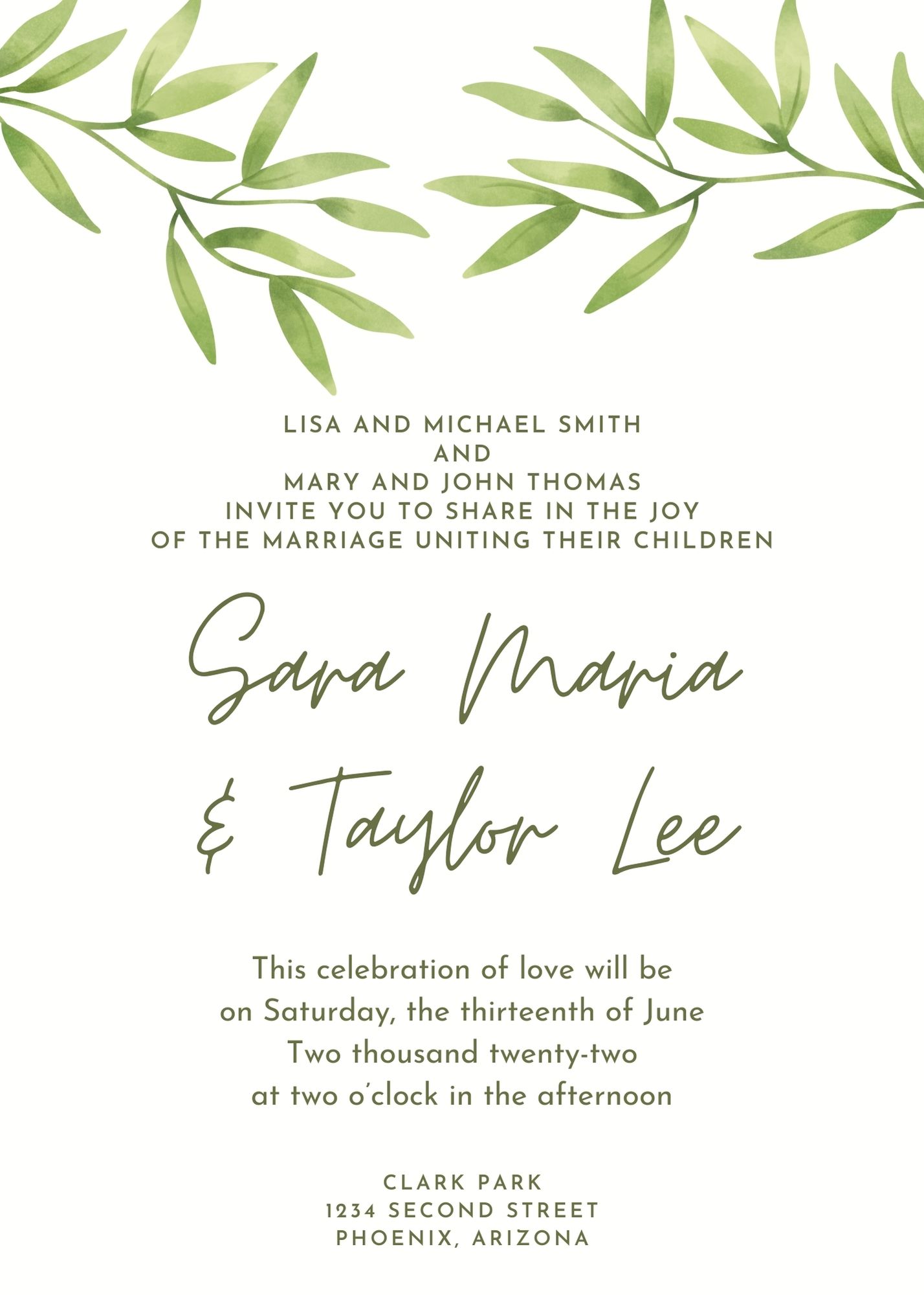 wedding invitation for wedding hosted by both sets of parents 