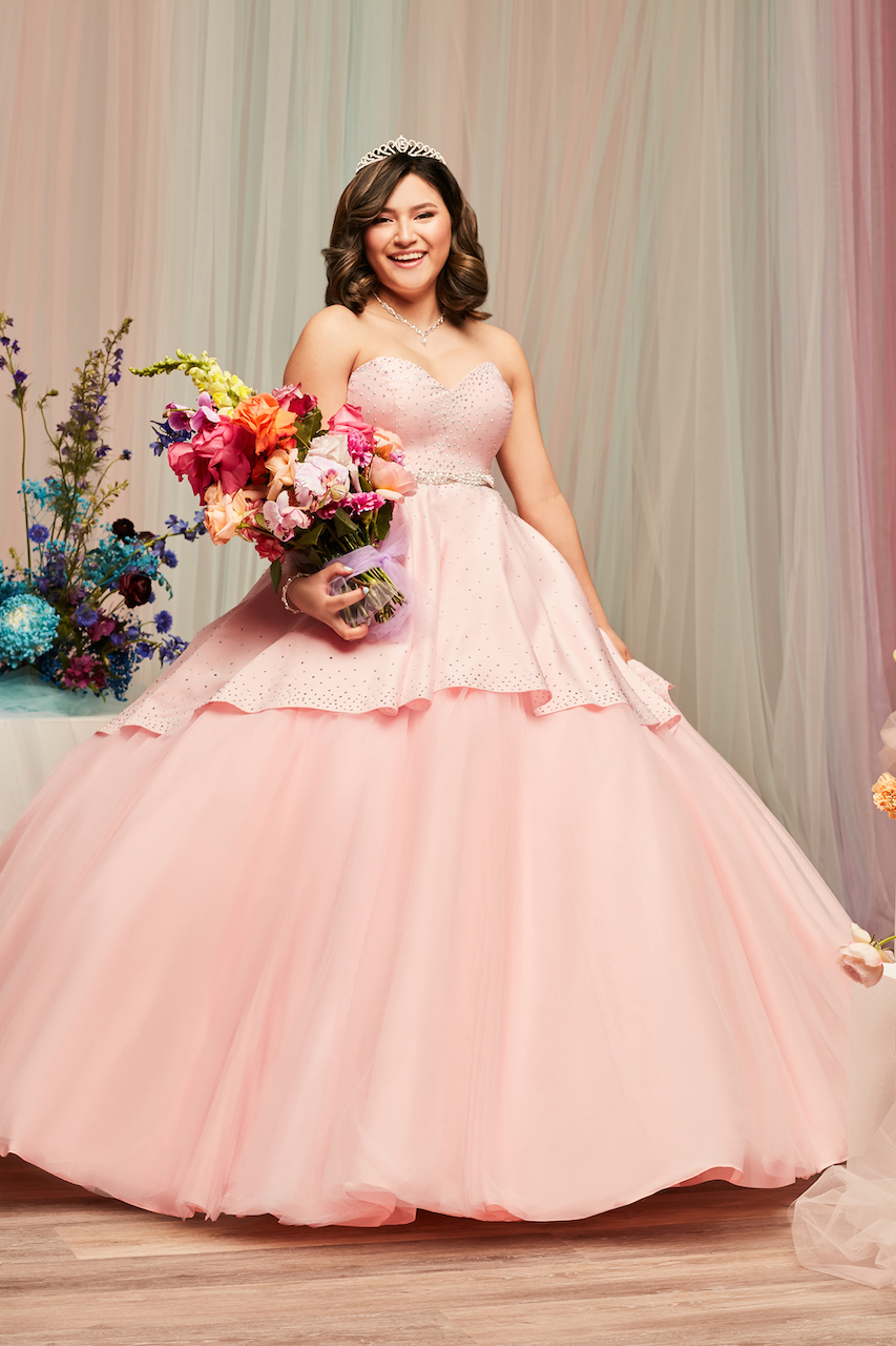 Embellished Quince Gown with Detachable Skirt
