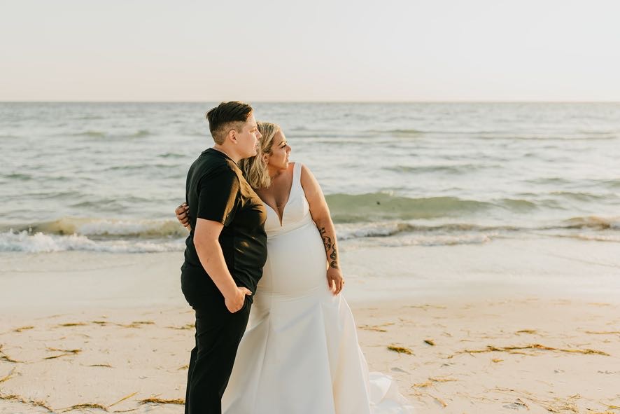 couple at intimate oceanside wedding