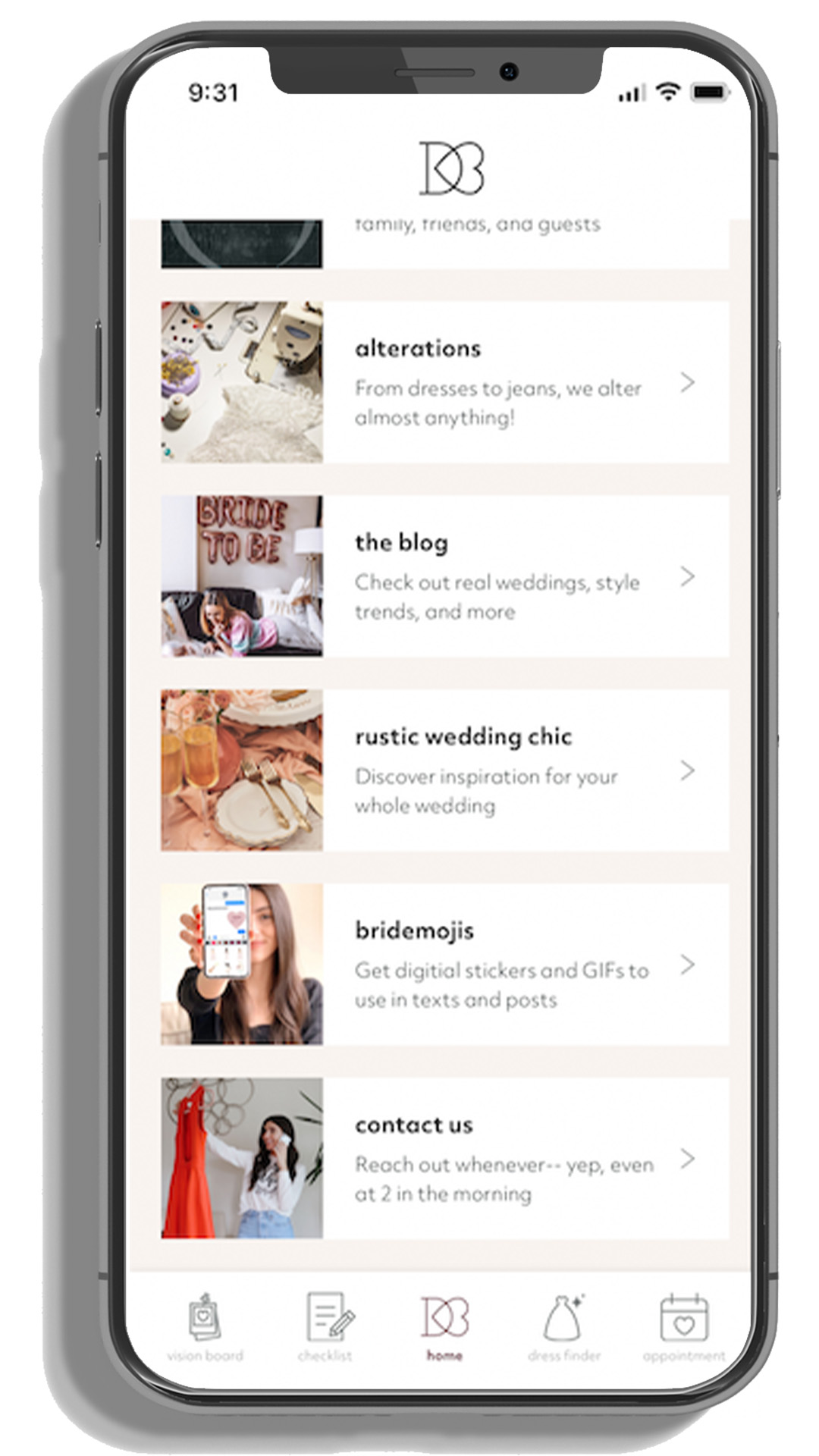 David's Bridal wedding planning app