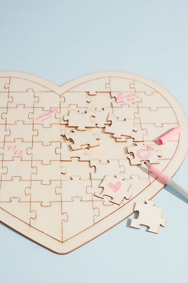 heart puzzle wedding guest book