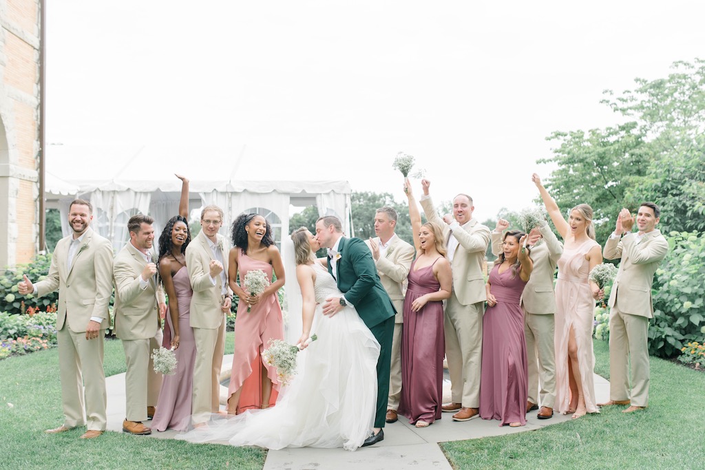 whimsical wedding bridal party celebrating