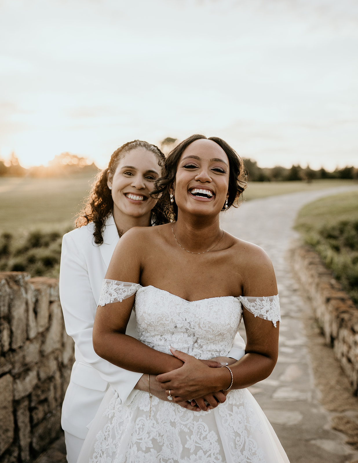 brides smiling