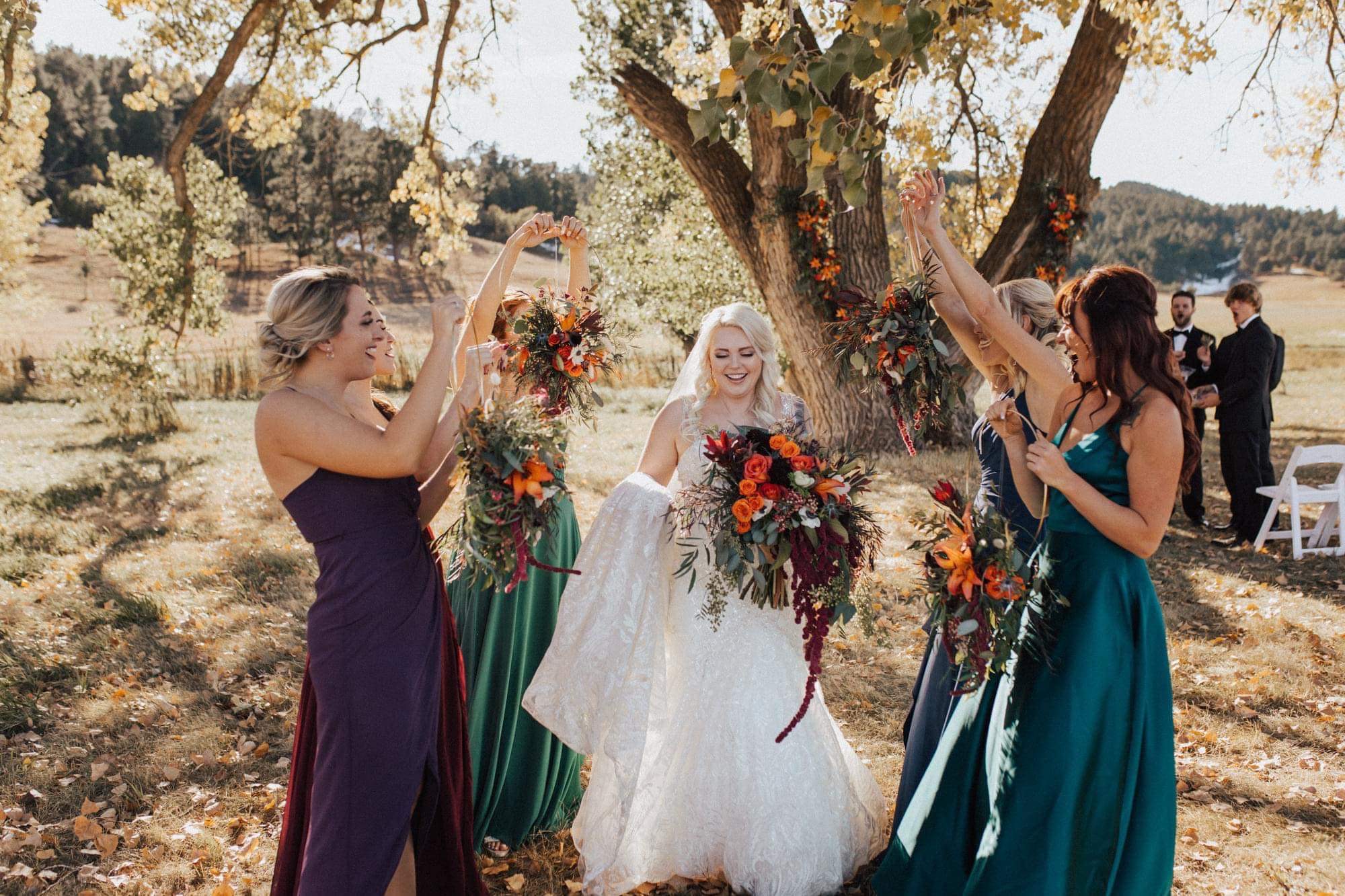 bride with bridesmaids