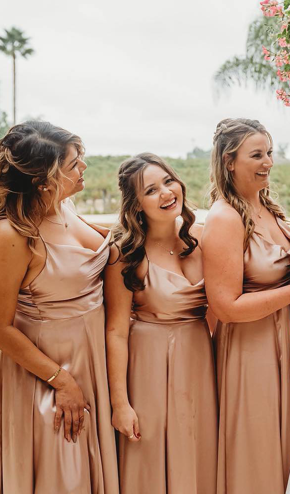 bridesmaids in sand colored dress