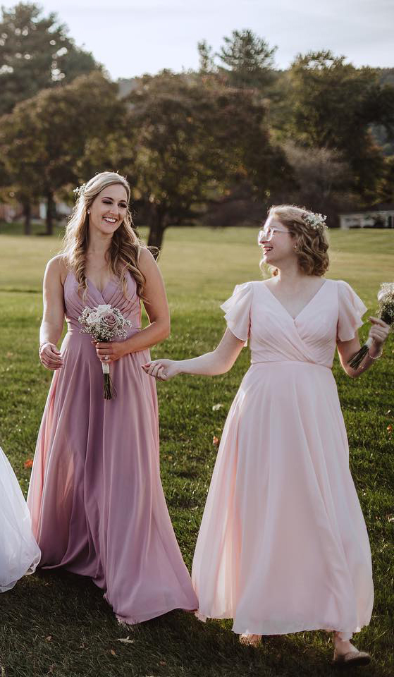 mix and match pink bridesmaids