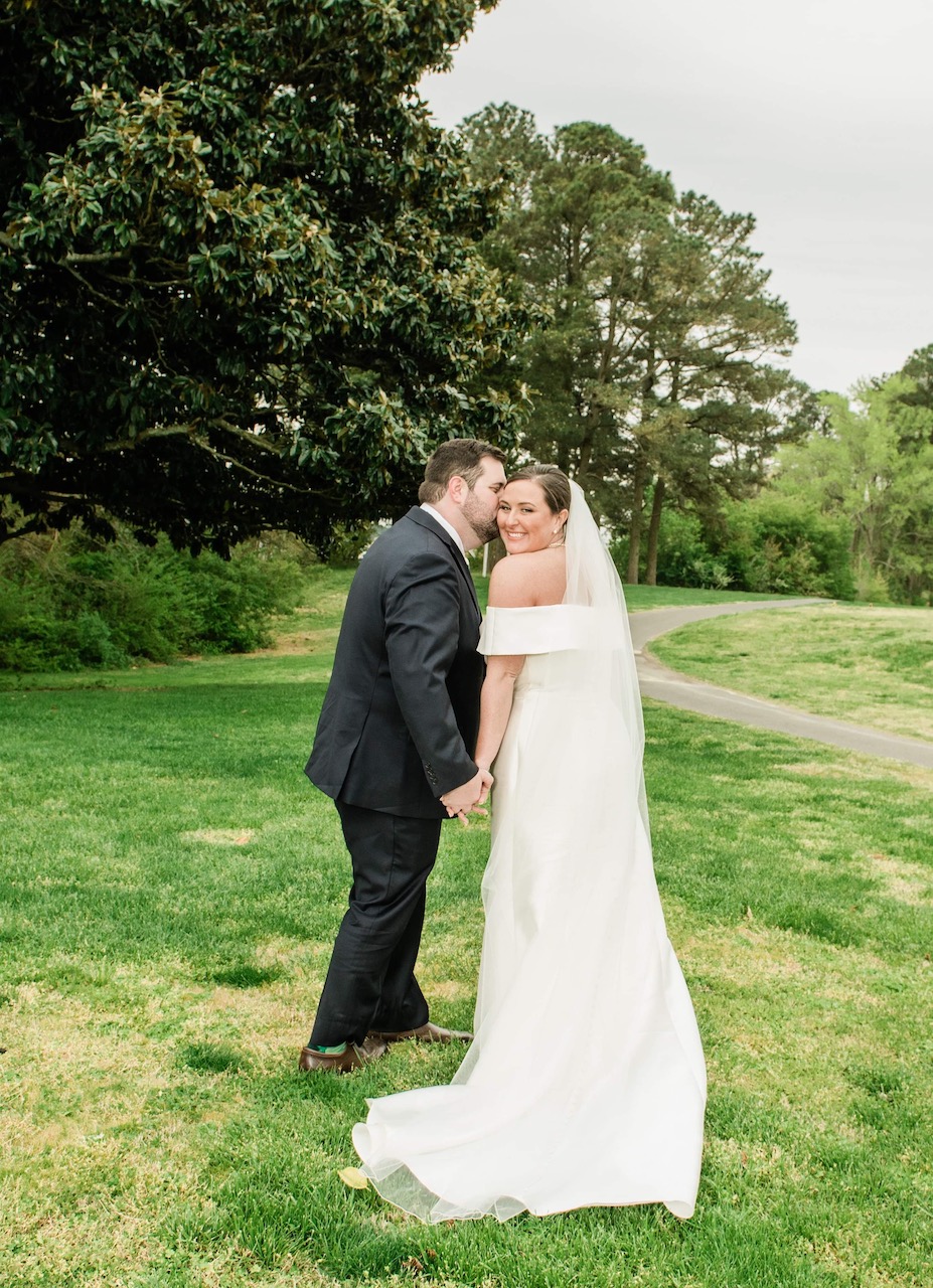 bride and groom at spring wedding in maryland