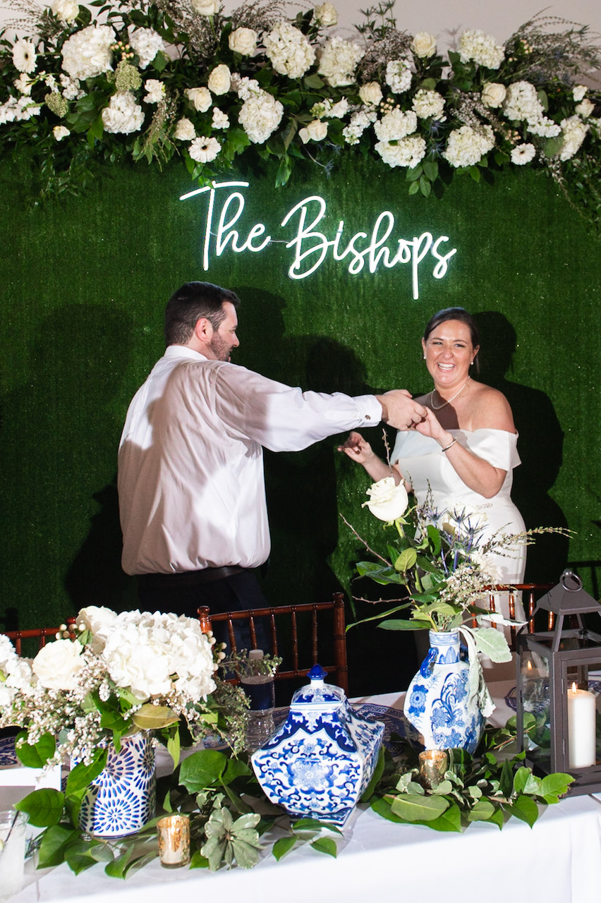 bride and groom at reception