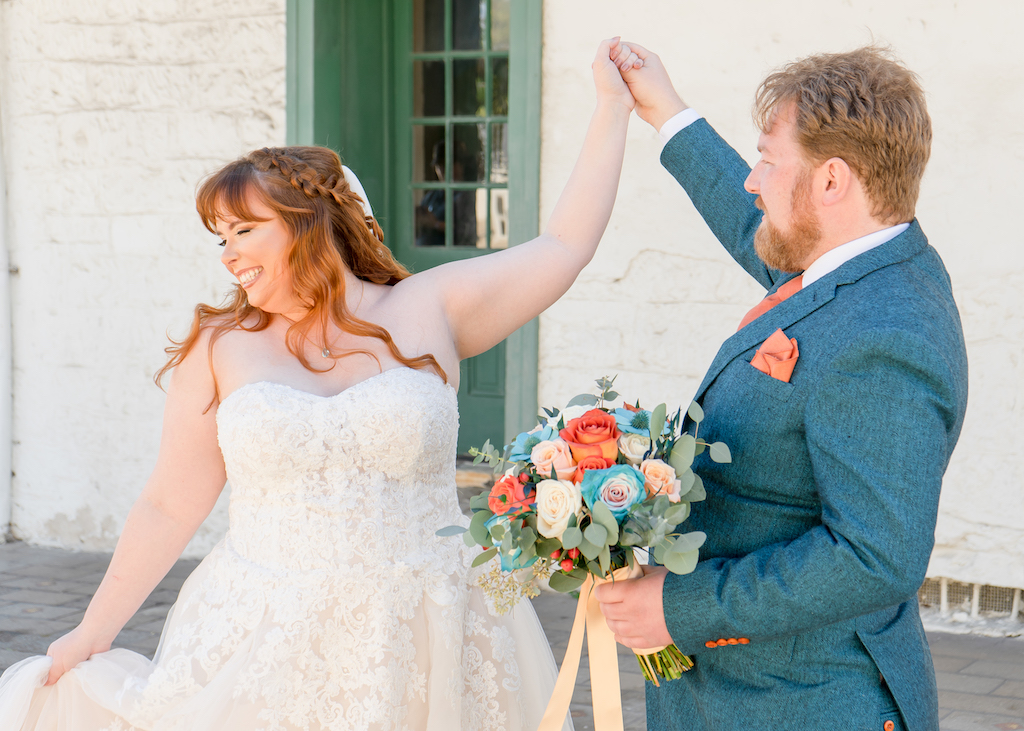 bride and groom at Spring Wedding in Monterey