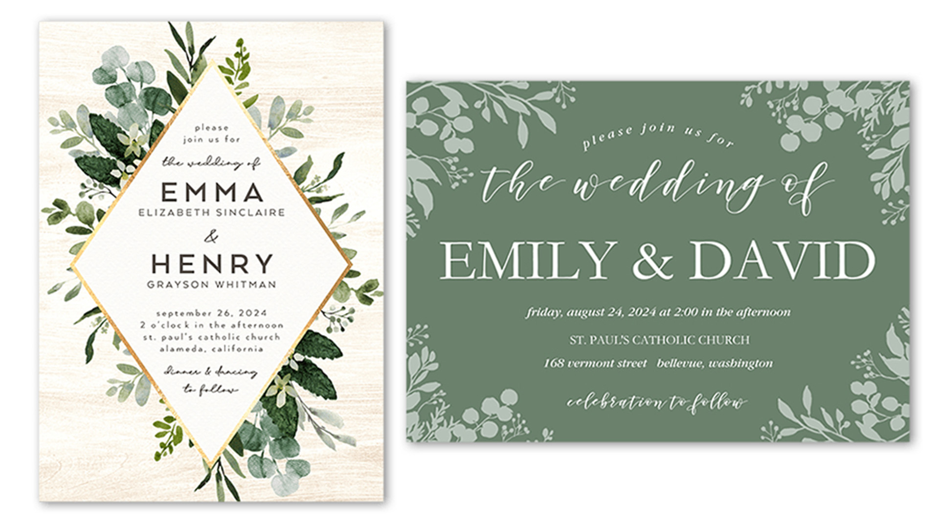 wedding invitations that match light green bridesmaid dresses