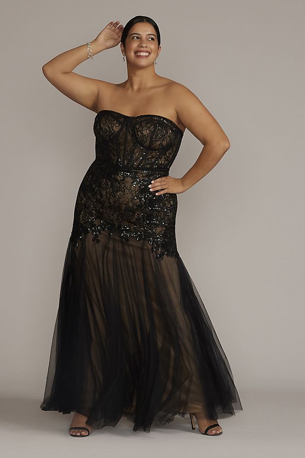 Woman in a black embellished gown