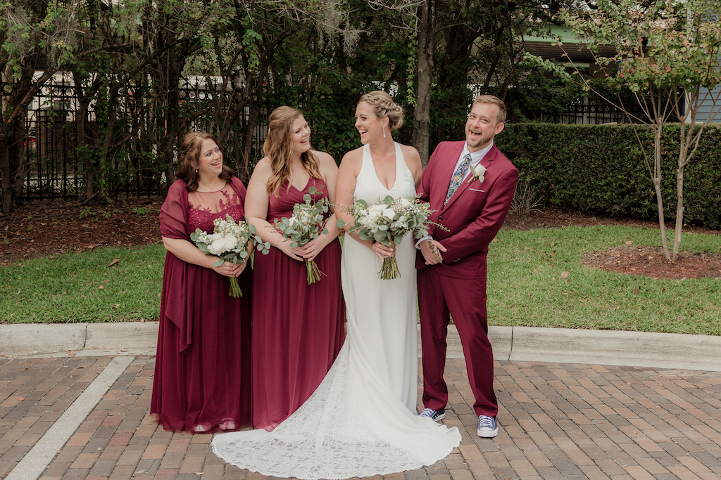 bride with bridesmaid and "bro-maid"