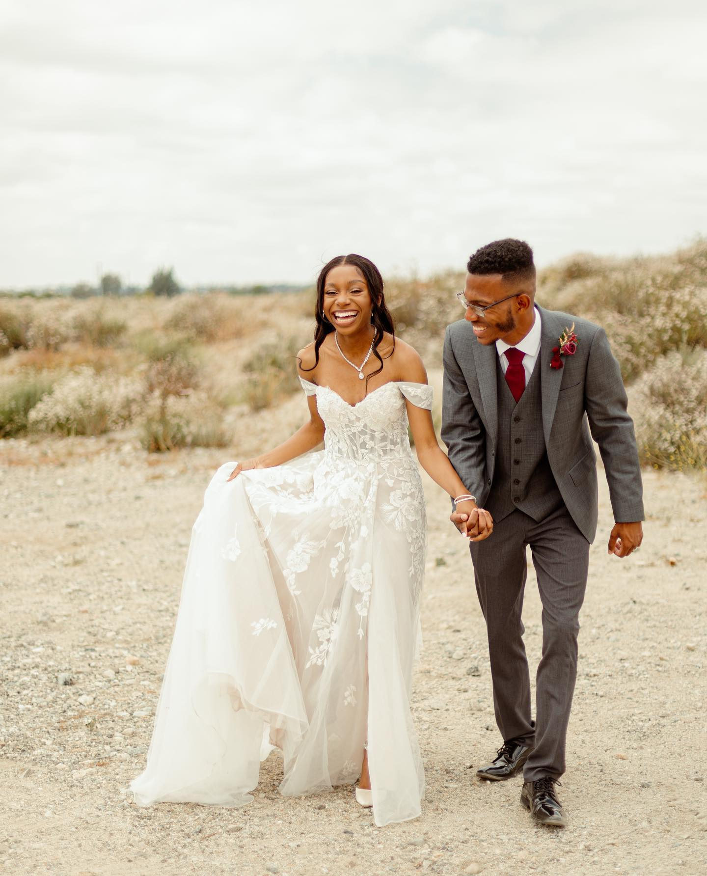 bride and groom at year-after wedding celebration