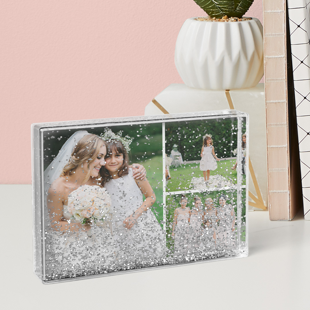 cadre photo personnalisé à paillettes - cadeaux fille de fleur et porteur de l'anneau