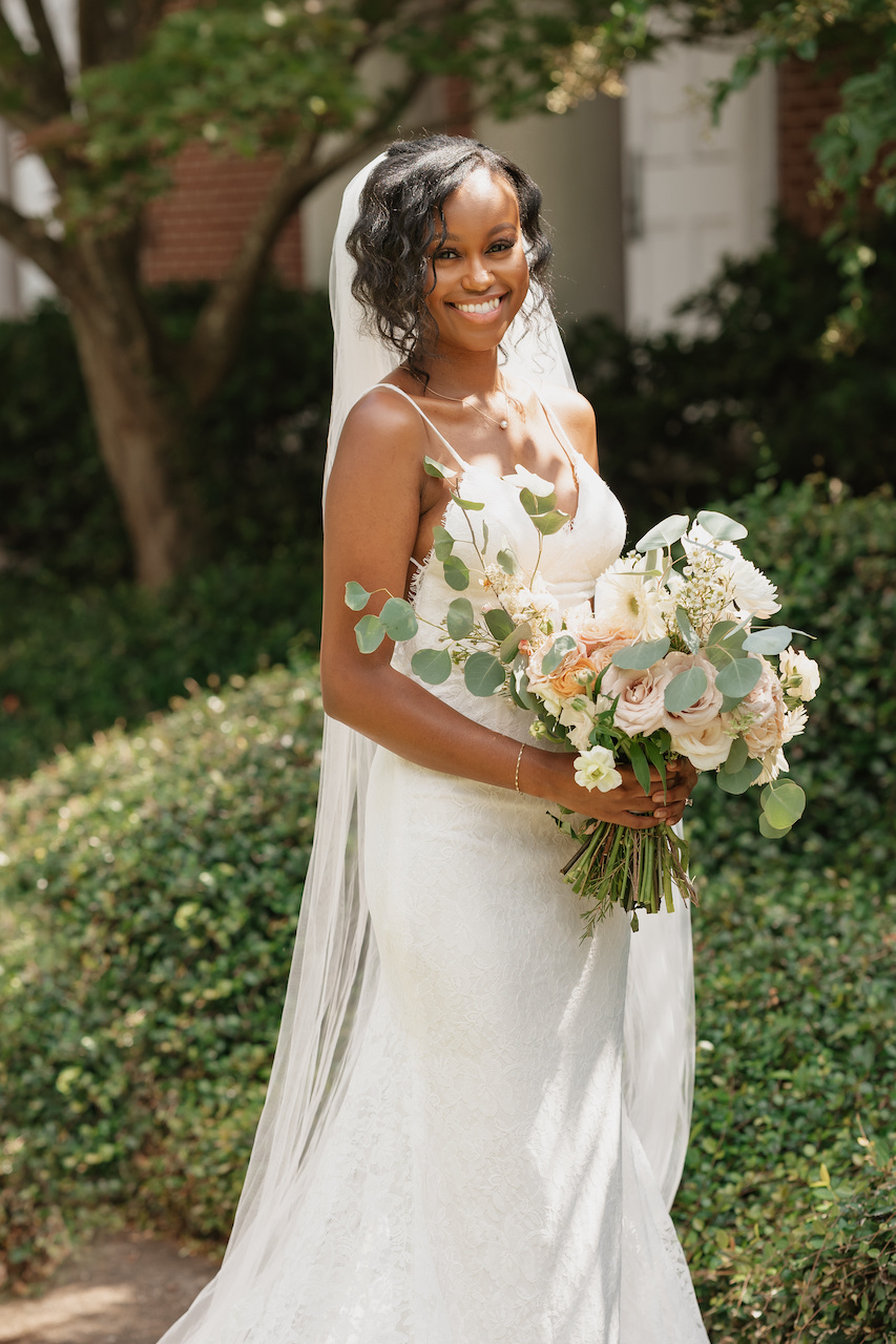 bride in wedding dress - backyard wedding in Georgia