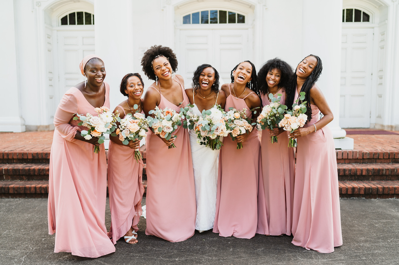 bride and bridesmaids - backyard wedding in Georgia