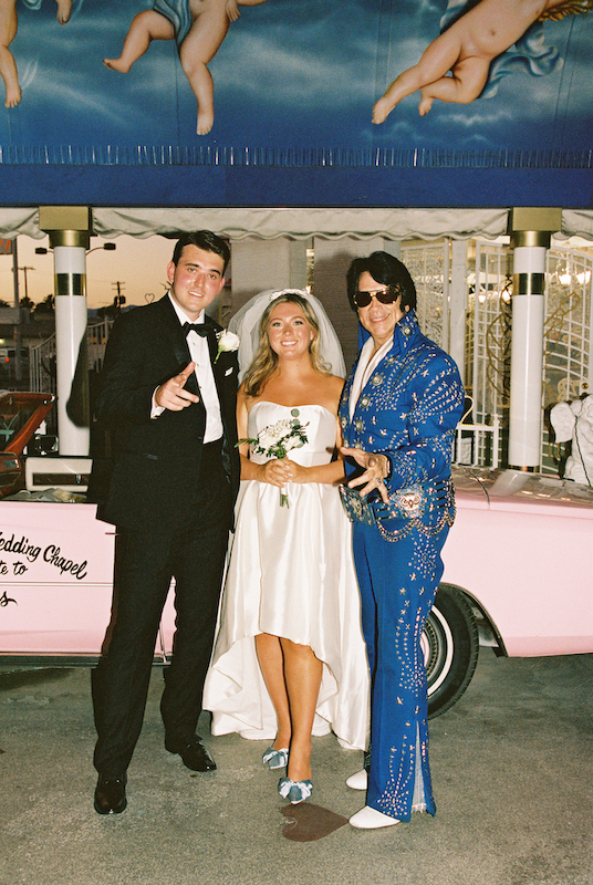 bride and groom with elvis