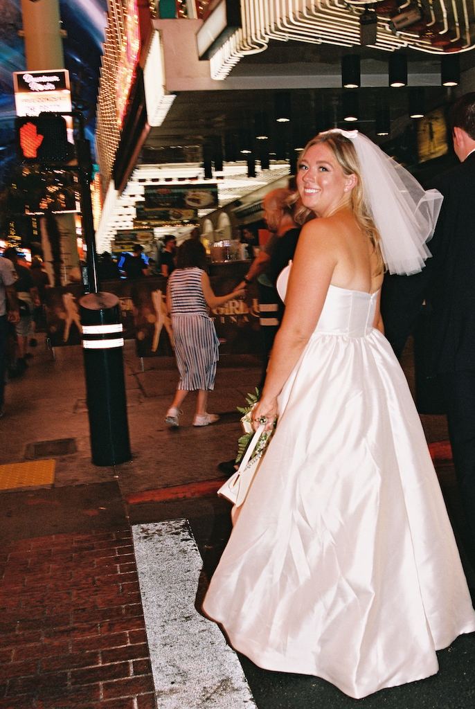 bride walking - las vegas elopement