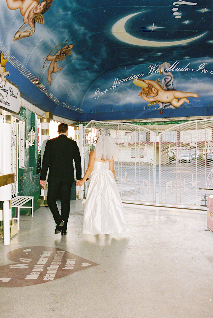 bride and groom at the little chapel - las vegas elopement