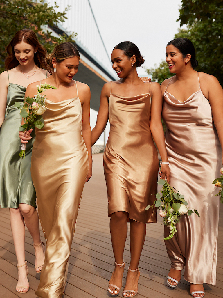 bridesmaid in satin dresses