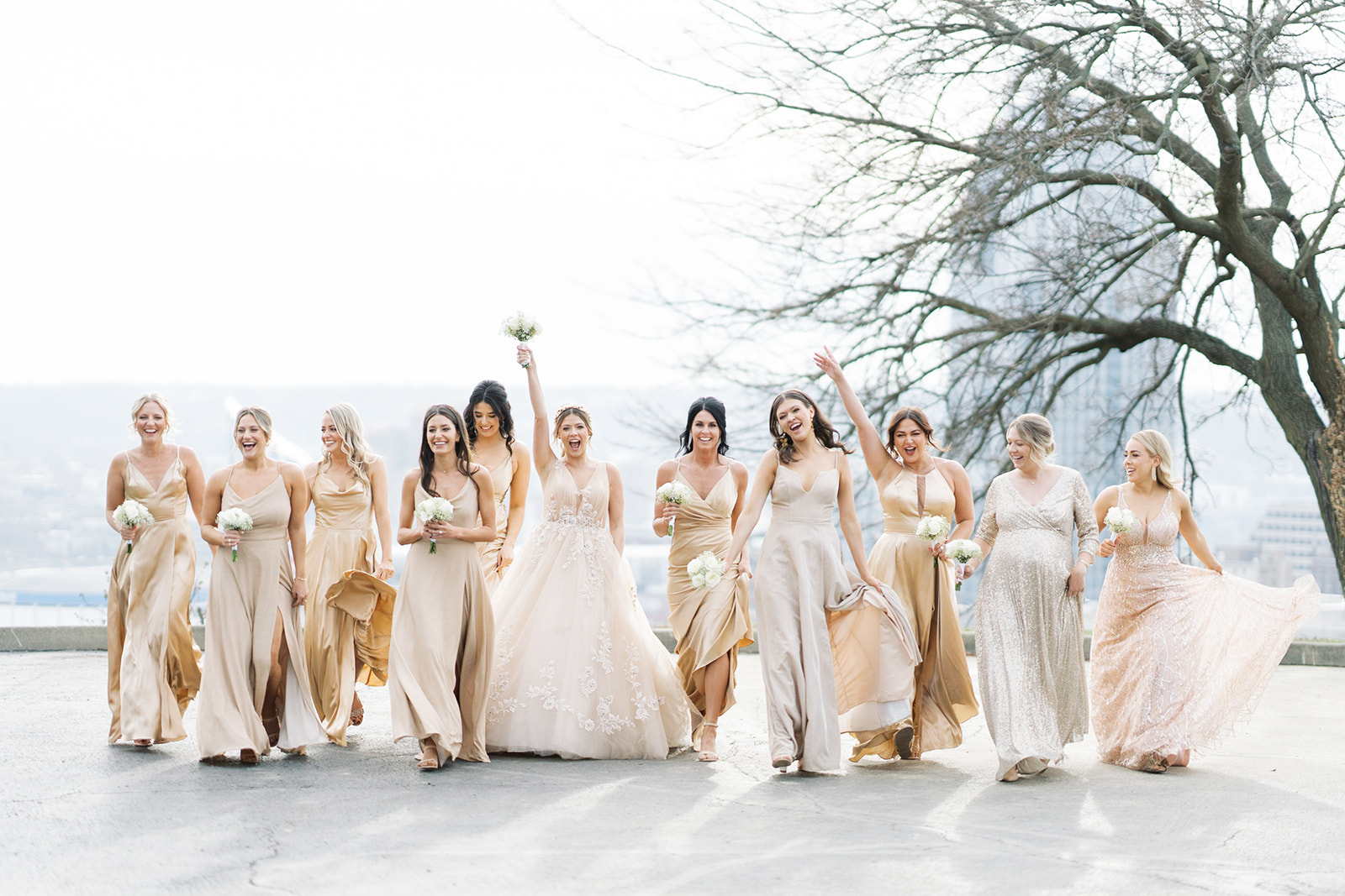 Gold bridal party outlet dresses