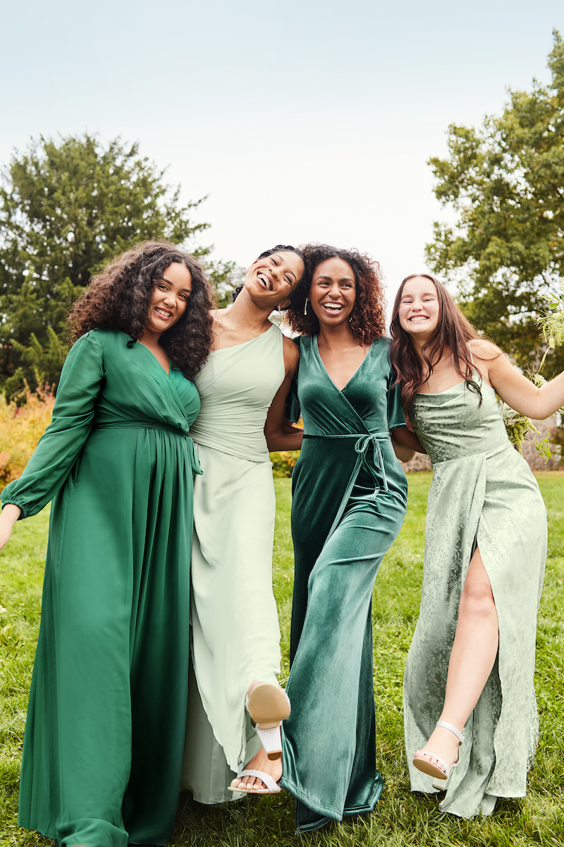 David's bridal dark 2025 green bridesmaid dresses